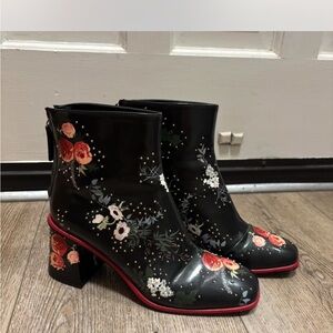 Zara Floral Black Ankle Boots with mini studs